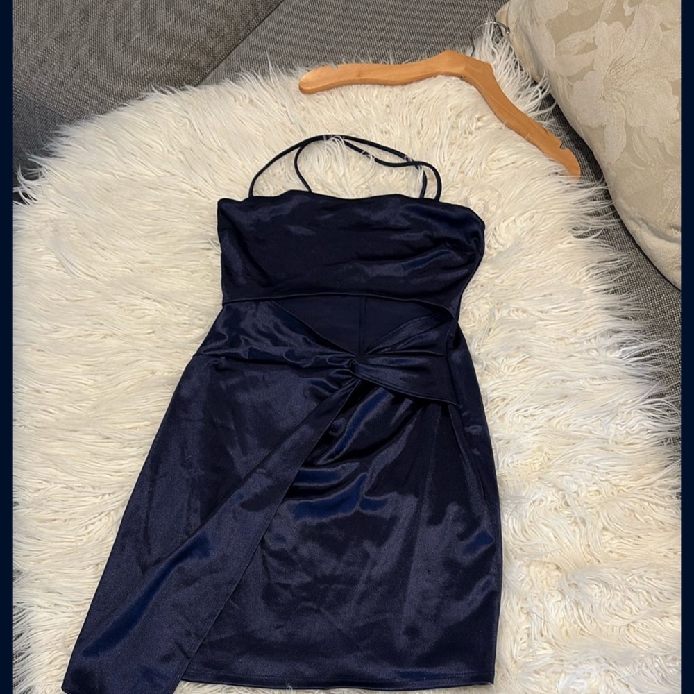 Windsor Blue Ruched Sheath Mini Dress